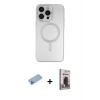 MARSİLYAN™- iPhone 13 Pro Max Kılıf Akış Minimal Özel Seri - Siyah Bilvis Hayalet Cam Ekran Koruyucu + Shine Kamera Lens Koruma Cam - MI