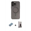 MARSİLYAN™- iPhone 13 Pro Max Kılıf Akış Minimal Özel Seri - Siyah Bilvis Hayalet Cam Ekran Koruyucu + Shine Kamera Lens Koruma Cam - GI