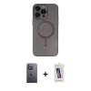 MARSİLYAN™- iPhone 13 Pro Max Kılıf Akış Minimal Özel Seri - Siyah Joko 5D Cam + Neon Fosforlu Kamera Lens - BZ