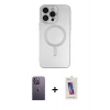 MARSİLYAN™- iPhone 13 Pro Max Kılıf Akış Minimal Özel Seri - Siyah Joko 5D Cam + Neon Fosforlu Kamera Lens - BZ