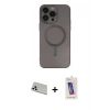 MARSİLYAN™- iPhone 13 Pro Max Kılıf Akış Minimal Özel Seri - Siyah Joko 5D Cam + Beyaz Rainbow Kamera Lens Koruma Cam
