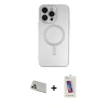 MARSİLYAN™- iPhone 13 Pro Max Kılıf Akış Minimal Özel Seri - Siyah Joko 5D Cam + Beyaz Rainbow Kamera Lens Koruma Cam