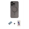 MARSİLYAN™- iPhone 13 Pro Max Kılıf Akış Minimal Özel Seri - Siyah Joko 5D Cam + Shine Kamera Lens Koruma Cam - GI