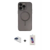 MARSİLYAN™- iPhone 13 Pro Max Kılıf Akış Minimal Özel Seri - Siyah Joko 5D Cam + Pers Alüminyum Kamera Lens - LT