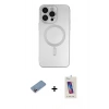 MARSİLYAN™- iPhone 13 Pro Max Kılıf Akış Minimal Özel Seri - Siyah Joko 5D Cam + Pembe Shine Kamera Lens Koruma Cam