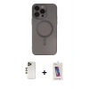 MARSİLYAN™- iPhone 13 Pro Max Kılıf Akış Minimal Özel Seri - Siyah Joko 5D Cam + Shine Kamera Lens - GD