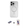MARSİLYAN™- iPhone 13 Pro Max Kılıf Akış Minimal Özel Seri - Siyah Joko 5D Cam + Turuncu Renkli Kamera Lens Koruma Cam
