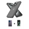 MARSİLYAN™- iPhone 13 Pro Max Kılıf Atlas Form - Şeffaf 360 Full Body Arka Koruyucu + Mavi Neon Fosforlu Kamera Lens