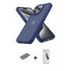 MARSİLYAN™- iPhone 13 Pro Max Kılıf Atlas Form - Şeffaf Pasifik Cam Ekran Koruyucu + Mavi Renkli Kamera Lens Koruma Cam