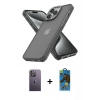 MARSİLYAN™- iPhone 13 Pro Max Kılıf Atlas Form - Siyah 18D Cam Ekran Koruyucu + Neon Fosforlu Kamera Lens - BZ