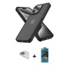 MARSİLYAN™- iPhone 13 Pro Max Kılıf Atlas Form - Siyah 18D Cam Ekran Koruyucu + Pers Alüminyum Kamera Lens - SABE