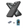 MARSİLYAN™- iPhone 13 Pro Max Kılıf Atlas Form - Siyah 18D Cam Ekran Koruyucu + Renkli Kamera Lens Koruma Cam - YL