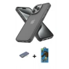 MARSİLYAN™- iPhone 13 Pro Max Kılıf Atlas Form - Siyah 18D Cam Ekran Koruyucu + Renkli Kamera Lens Koruma Cam - YL