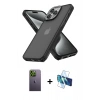 MARSİLYAN™- iPhone 13 Pro Max Kılıf Atlas Form - Siyah 3D Antistatik Cam Ekran Koruyucu + Neon Fosforlu Kamera Lens - YL