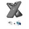 MARSİLYAN™- iPhone 13 Pro Max Kılıf Atlas Form - Siyah 3D Antistatik Cam Ekran Koruyucu + Pers Alüminyum Kamera Lens - SABE