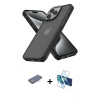 MARSİLYAN™- iPhone 13 Pro Max Kılıf Atlas Form - Siyah 3D Antistatik Cam Ekran Koruyucu + Renkli Kamera Lens Koruma Cam - MI