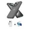 MARSİLYAN™- iPhone 13 Pro Max Kılıf Atlas Form - Siyah 3D Antistatik Cam Ekran Koruyucu + Shine Kamera Lens - GD