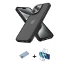 MARSİLYAN™- iPhone 13 Pro Max Kılıf Atlas Form - Siyah 3D Antistatik Cam Ekran Koruyucu + Shine Kamera Lens Koruma Cam - MI