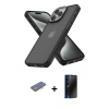 MARSİLYAN™- iPhone 13 Pro Max Kılıf Atlas Form - Siyah 3D Antistatik Hayalet Cam Ekran Koruyucu + Renkli Kamera Lens Koruma Cam - MI
