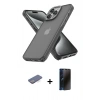 MARSİLYAN™- iPhone 13 Pro Max Kılıf Atlas Form - Siyah 3D Antistatik Hayalet Cam Ekran Koruyucu + Renkli Kamera Lens Koruma Cam - MI