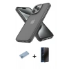 MARSİLYAN™- iPhone 13 Pro Max Kılıf Atlas Form - Siyah 3D Antistatik Hayalet Cam Ekran Koruyucu + Shine Kamera Lens Koruma Cam - MI