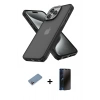 MARSİLYAN™- iPhone 13 Pro Max Kılıf Atlas Form - Siyah 3D Antistatik Hayalet Cam Ekran Koruyucu + Shine Kamera Lens Koruma Cam - PE