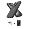 MARSİLYAN™- iPhone 13 Pro Max Kılıf Atlas Form - Siyah 3D Antistatik Hayalet Cam Ekran Koruyucu + Pers Alüminyum Kamera Lens - GI
