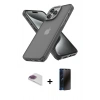 MARSİLYAN™- iPhone 13 Pro Max Kılıf Atlas Form - Siyah 3D Antistatik Hayalet Cam Ekran Koruyucu + Pers Alüminyum Kamera Lens - GI