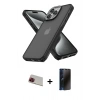MARSİLYAN™- iPhone 13 Pro Max Kılıf Atlas Form - Siyah 3D Antistatik Hayalet Cam Ekran Koruyucu + Rainbow Kamera Lens Koruma Cam - KI