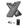 MARSİLYAN™- iPhone 13 Pro Max Kılıf Atlas Form - Siyah 3D Antistatik Hayalet Cam Ekran Koruyucu + Rainbow Kamera Lens Koruma Cam - KI