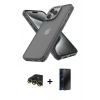 MARSİLYAN™- iPhone 13 Pro Max Kılıf Atlas Form - Siyah 3D Antistatik Hayalet Cam Ekran Koruyucu + Raze Metal Kamera Lens - GD