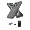 MARSİLYAN™- iPhone 13 Pro Max Kılıf Atlas Form - Siyah 3D Antistatik Hayalet Cam Ekran Koruyucu + Renkli Kamera Lens Koruma Cam - YL