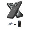 MARSİLYAN™- iPhone 13 Pro Max Kılıf Atlas Form - Siyah 3D Antistatik Hayalet Cam Ekran Koruyucu + Renkli Kamera Lens Koruma Cam - YL