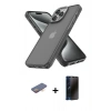 MARSİLYAN™- iPhone 13 Pro Max Kılıf Atlas Form - Siyah 3D Antistatik Hayalet Cam Ekran Koruyucu + Renkli Kamera Lens Koruma Cam - TU