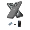 MARSİLYAN™- iPhone 13 Pro Max Kılıf Atlas Form - Siyah 3D Antistatik Hayalet Cam Ekran Koruyucu + Shine Kamera Lens Koruma Cam - GI