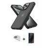MARSİLYAN™- iPhone 13 Pro Max Kılıf Atlas Form - Siyah 3D Antistatik Hayalet Cam Ekran Koruyucu + Pers Alüminyum Kamera Lens - SABE