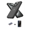 MARSİLYAN™- iPhone 13 Pro Max Kılıf Atlas Form - Siyah 3D Antistatik Hayalet Cam Ekran Koruyucu + Renkli Kamera Lens Koruma Cam - TU