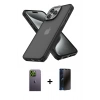 MARSİLYAN™- iPhone 13 Pro Max Kılıf Atlas Form - Siyah 3D Antistatik Hayalet Cam Ekran Koruyucu + Neon Fosforlu Kamera Lens - YL