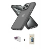 MARSİLYAN™- iPhone 13 Pro Max Kılıf Atlas Form - Siyah 6D Mat Seramik Hayalet Nano Ekran Koruyucu + Gökkuşağı Pers Alüminyum Kamera Lens