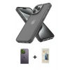 MARSİLYAN™- iPhone 13 Pro Max Kılıf Atlas Form - Siyah 6D Mat Seramik Hayalet Nano Ekran Koruyucu + Neon Fosforlu Kamera Lens - YL