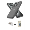 MARSİLYAN™- iPhone 13 Pro Max Kılıf Atlas Form - Siyah 6D Mat Seramik Hayalet Nano Ekran Koruyucu + Pers Alüminyum Kamera Lens - GD