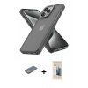 MARSİLYAN™- iPhone 13 Pro Max Kılıf Atlas Form - Siyah 6D Mat Seramik Hayalet Nano Ekran Koruyucu + Sarı Renkli Kamera Lens Koruma Cam