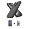 MARSİLYAN™- iPhone 13 Pro Max Kılıf Atlas Form - Siyah Bilvis 3D Cam Ekran Koruyucu + Neon Fosforlu Kamera Lens - MI