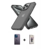 MARSİLYAN™- iPhone 13 Pro Max Kılıf Atlas Form - Siyah Bilvis 3D Cam Ekran Koruyucu + Neon Fosforlu Kamera Lens - MI
