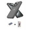 MARSİLYAN™- iPhone 13 Pro Max Kılıf Atlas Form - Siyah Bilvis 3D Cam Ekran Koruyucu + Renkli Kamera Lens Koruma Cam - MI