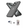 MARSİLYAN™- iPhone 13 Pro Max Kılıf Atlas Form - Siyah Bilvis 3D Cam Ekran Koruyucu + Pers Alüminyum Kamera Lens - LT
