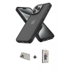 MARSİLYAN™- iPhone 13 Pro Max Kılıf Atlas Form - Siyah Bilvis 3D Cam Ekran Koruyucu + Rainbow Kamera Lens Koruma Cam - REGD