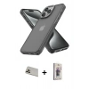 MARSİLYAN™- iPhone 13 Pro Max Kılıf Atlas Form - Siyah Bilvis 3D Cam Ekran Koruyucu + Rainbow Kamera Lens Koruma Cam - REGD