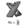 MARSİLYAN™- iPhone 13 Pro Max Kılıf Atlas Form - Siyah Bilvis 3D Cam Ekran Koruyucu + Rainbow Kamera Lens Koruma Cam - BZ