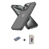 MARSİLYAN™- iPhone 13 Pro Max Kılıf Atlas Form - Siyah Bilvis 3D Cam Ekran Koruyucu + Sarı Renkli Kamera Lens Koruma Cam